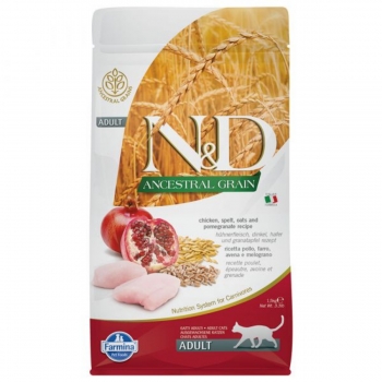 N&D Ancestral Grain, Pui și Rodie, hrană uscată conținut redus cereale pisici, 1.5kg 1.5kg imagine 2022