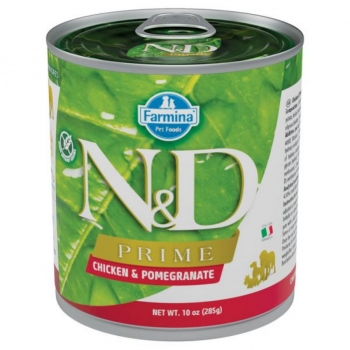 N&D Prime, XS-XL, Pui și Rodie, conservă hrană umedă fără cereale câini, (în sos), 285g