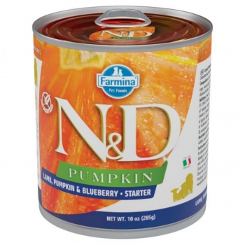 N&D Pumpkin Starter, XS-XL, Miel și afine, conservă hrană umedă fără cereale câini junior, (în sos), 285g (în imagine 2022