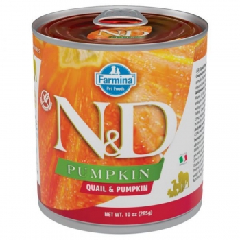 N&D Pumpkin, XS-XL, Prepeliță, conservă hrană umedă fără cereale câini, (în sos), 285g (în imagine 2022