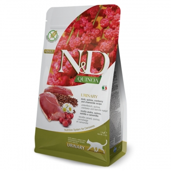 N&D Quinoa Urinary, Rață, hrană uscată fără cereale pisici, sistem urinar, 1.5kg 1.5kg