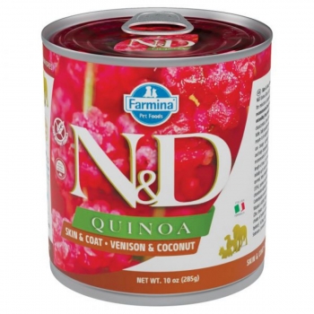 N&D Quinoa, XS-XL, Vânat și Cocos, conservă hrană umedă fără cereale câini, (în sos), 285g (în imagine 2022