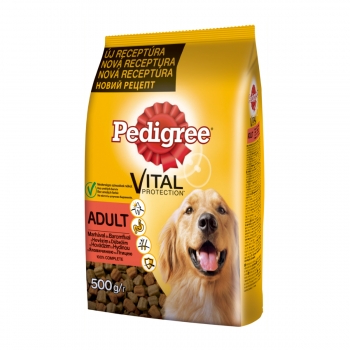 PEDIGREE Vital Protection Adult, Vită și Pasăre, hrană uscată câini, 500g 500g imagine 2022