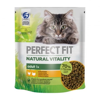 PERFECT FIT Natural Vitality, Pui si Curcan, hrană uscată pisici, 650g 650g imagine 2022