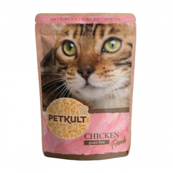 PETKULT Pui, plic hrană umedă fără cereale pisici, 100g 100g imagine 2022