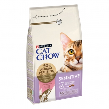 PURINA Cat Chow Sensitive, Somon, pachet economic hrană uscată pentru pisici, sensibilități digestive, 1.5kg x 2 pentruanimale.ro