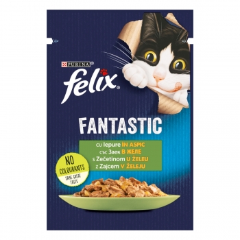PURINA Felix Fantastic, Iepure, plic hrană umedă pisici, (în aspic), 85g Felix imagine 2022