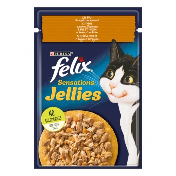 PURINA Felix Sensations, Pui cu Morcov, plic hrană umedă pisici, (în aspic), 85g Felix imagine 2022