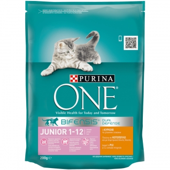 PURINA One Junior, Pui cu Cereale Integrale, hrană uscată pisici junior, 200g pentruanimale.ro
