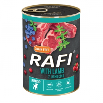 RAFI Junior by Dolina Noteci, Miel, conservă hrană umedă câini, (în aspic), 400g