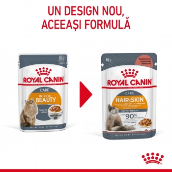 Royal canin feline care nutrition hair&skin care, plic hrană umedă pisici, piele și blană, (în sos), 85g x 12