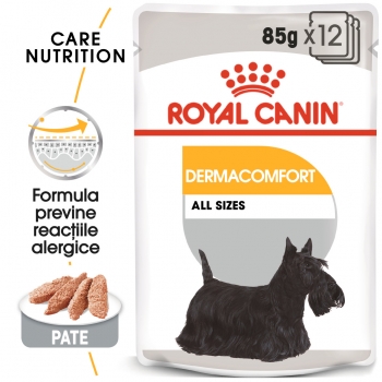 Royal Canin Dermacomfort Adult, bax hrană umedă câini, prevenirea iritațiilor pielii (pate), 85g x 12 (pate) imagine 2022