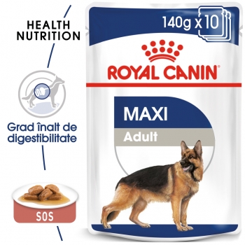 Royal Canin Maxi Adult, bax hrană umedă câini, (în sos), 140g x 10