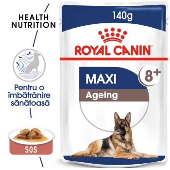 Royal Canin Maxi Ageing, plic hrană umedă câini senior, (în sos), 140g (plic) imagine 2022