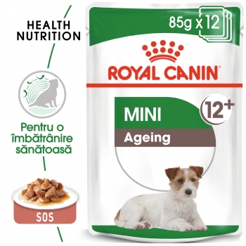 Royal Canin Mini Ageing 12+, bax hrană umedă câini senior, (în sos), 85g x 12