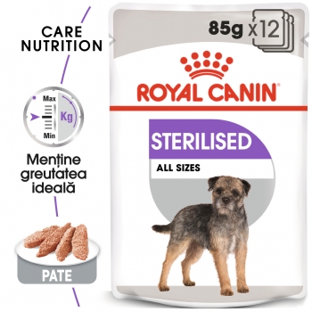 Royal Canin Sterilised Adult, bax hrană umedă câini sterilizați, (pate), 85g x 12 (pate) imagine 2022
