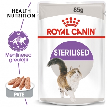 Royal canin sterilised adult, plic hrană umedă pisici sterilizate, (pate), 85g