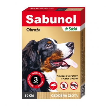 SABUNOL GPI, Deparazitare Externă Câini, Zgardă, M(10 – 25kg), 50 Cm, Auriu, 3 Luni X 1buc
