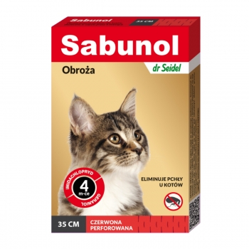 SABUNOL, deparazitare externă pisici, zgardă, 35 cm, roșu, 1buc 1buc imagine 2022