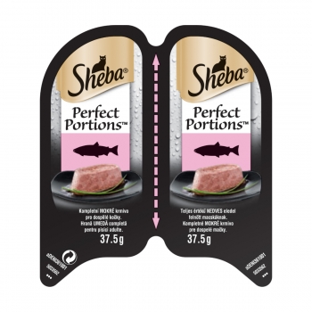 SHEBA Perfect Portions, Somon, tăviță hrană umedă pisici, (pate), 37.5g x 6 37.5g imagine 2022
