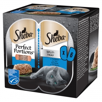 SHEBA Perfect Portions, Ton, tăviță hrană umedă pisici, (în sos), 37.5g x 6 37.5g imagine 2022