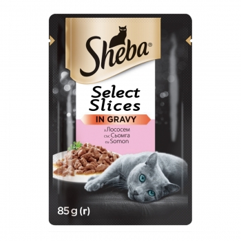 SHEBA Select Slices, Somon, pachet economic, plic hrană umedă pisici, (în sos), 85g x 12 pentruanimale.ro imagine 2022