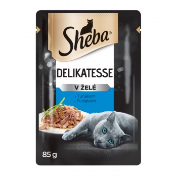 SHEBA Select Slices, Ton, plic hrană umedă pisici, (în aspic), 85g (plic) imagine 2022