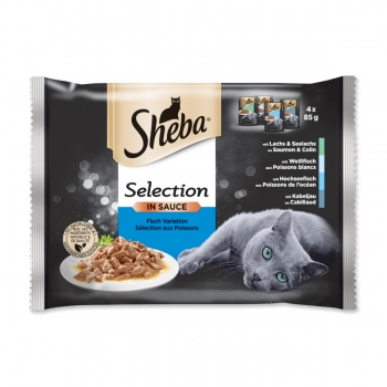 SHEBA Selection, Selecții de Pește, 4 arome, pachet mixt, plic hrană umedă pisici, (în sos), 85g x 4 pentruanimale.ro imagine 2022