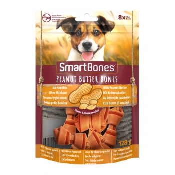 SMARTBONES Flavours Peanut Butter Bones Mini, recompense câini, Oase aromate Unt de Arahide, 8buc pentruanimale.ro imagine 2022