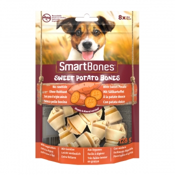 SMARTBONES Flavours Sweet Potato Bones Mini, recompense câini, Oase aromate Cartof Dulce, 8buc 8buc imagine 2022