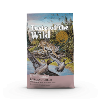 TASTE OF THE WILD Lowland Creek, Prepeliță și Rată, pachet economic hrană uscată fără cereale pisici, 2kg x 2 pentruanimale