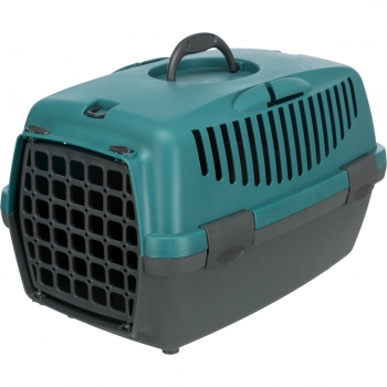 TRIXIE Capri 1, Cușcă Transport Câini și Pisici, XS-S(max. 6kg), Plastic, Deschidere Frontală, Verde și Gri, 32 X 31 X 48 Cm