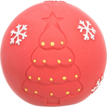 TRIXIE Christmas Xmas Glob, jucărie de aport câini, XS-XL, latex, cu sunet, activități fizice, roșu, ⌀8 cm