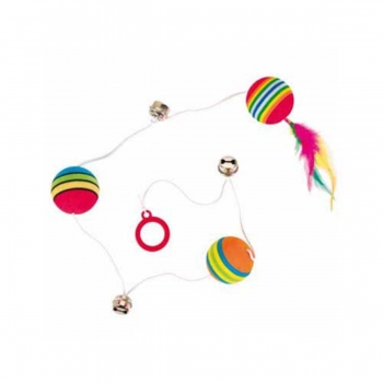 Trixie, Rainbow, 3 mingii pe sfoară, jucărie, pisici, cu clopoțel, spumă, multicolor, 3.5 x 80cm 3.5 imagine 2022