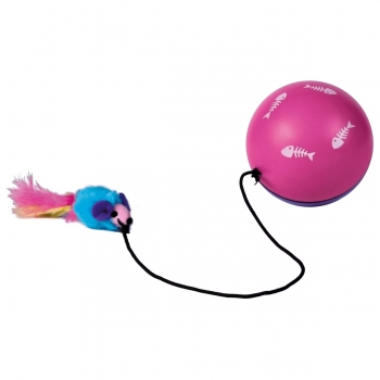 Trixie, jucărie minge cu motoraș și șoricel, pisici, plastic, multicolor, 9cm 9cm imagine 2022
