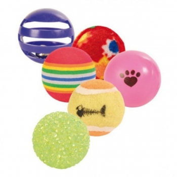 Trixie, jucărie minge diverse, pisici, multicolor, 3.5-4cm, 6 buc 3.5-4cm imagine 2022