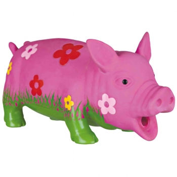 Trixie, jucărie porc cu floare câini, cu sunet original, latex, 20cm, multicolor 20cm imagine 2022