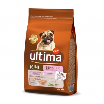 ULTIMA Dog Mini Sensitive, Somon, hrană uscată câini, confort digestiv, 1.5kg 1.5kg