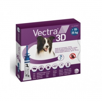 Vectra 3D, spot-on, soluție antiparazitară, câini 10-25 kg, 3 pipete 10-25