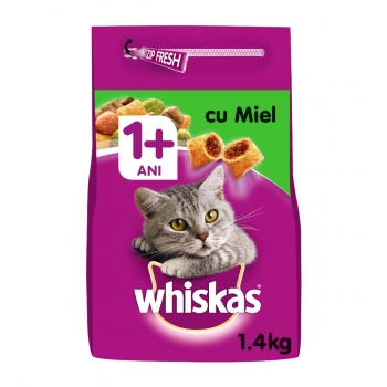 WHISKAS Adult, Miel, hrană uscată pisici, 1.4kg