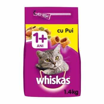WHISKAS Adult, Pui, hrană uscată pisici, 1.4kg pentruanimale.ro