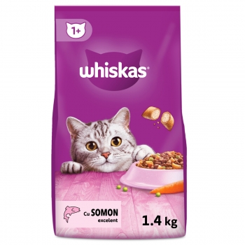 WHISKAS Adult, Somon, hrană uscată pisici, 1.4kg 1.4kg imagine 2022