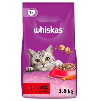 WHISKAS Adult, Vită, hrană uscată pisici, 3.8kg 3.8kg imagine 2022