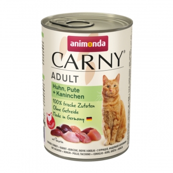 CARNY, Vită, Curcan şi Iepure, conservă hrană umedă pentru pisici, (In aspic), 400g Carny imagine 2022
