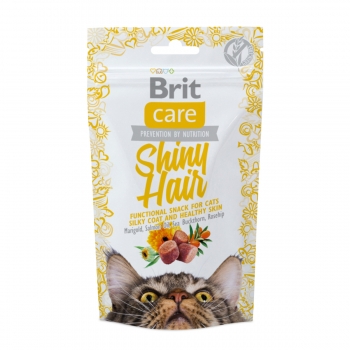 BRIT Care Snack Shiny Hair, Somon cu Gălbenele, recompense funcționale fără cereale pisici, piele și blană, 50g 50g