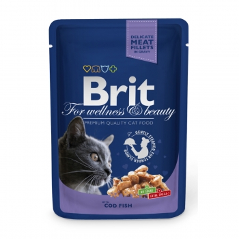 BRIT Premium, Cod, plic hrană umedă pisici, (în sos), 100g