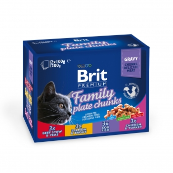 BRIT Premium Multipack Family Plate, 4 arome, pachet mixt, plic hrana umedă pisici, (în sos), 100g x 12 (în imagine 2022