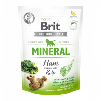 BRIT Care Functional Snack Puppy Mineral, Șuncă Cu Kelp, Recompense Funționale Fără Cereale Câini Junior, Minerale, 150g