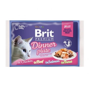 Brit Cat Multipack Delicate Dinner Plate in Jelly 4 x 85 g imagine