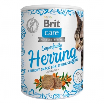 BRIT Care Snack Superfruits, Herring și Catina, recompense fără cereale pisici sterilizate, 100g 100g
